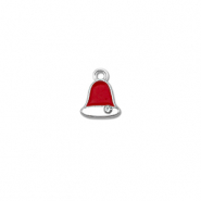 Ciondoli di metallo zirconi campanelle di natale argento-rosso-bianco