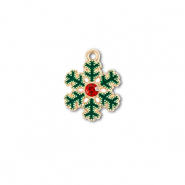 Ciondoli di metallo zirconi fiocco di neve oro-verde-rosso