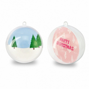 Ornamento trasparente pallone trasparente-rosa/bianco-blu-verde