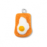 Pendenti in resina toast con uovo arancione-bianco-giallo