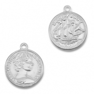 Ciondoli in acciaio inossidabile moneta con nave/faccia argento