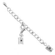 Allungatrice di metallo DQ con chiusura moschettone 3 mm argento antico (privo di nichel)