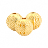 Perline di metallo DQ 8mm in stile boh&eacute;mien tonda oro (privo di nichel)