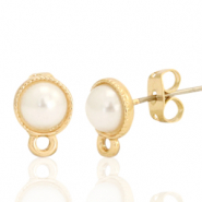 Componenti di metallo DQ perno perla rotondo 7mm con anellino oro (privo di nichel)