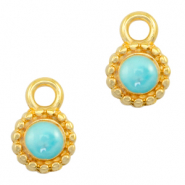Ciondoli di metallo DQ blu turchese perlato-oro (privo di nichel)