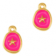 Ciondoli di metallo DQ stella marina oro-rosa fucsia neon (privo di nichel)