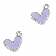 Ciondoli di metallo DQ fiore di loto argento antico-viola lavanda (privo di nichel)