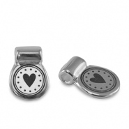 Passanti di metallo DQ cuore argento antico (privo di nichel)