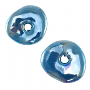 Perline di ceramica greca DQ donut blu ceruleo