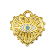 Ciondoli di metallo DQ occhio di Allah cuore bianco-blu chiaro-oro (privo di nichel)