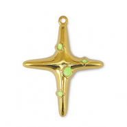 Ciondoli di metallo DQ croce giallo lime-oro (privo di nichel)