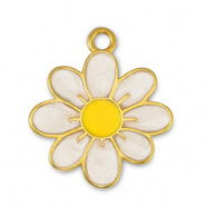 Ciondoli di metallo DQ fiore madreperla bianco-giallo-oro (privo di nichel)