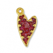 Ciondoli di metallo DQ cuore glitterato rosso-oro (privo di nichel)