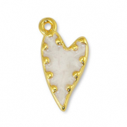 Ciondoli di metallo DQ cuore madreperla bianco-oro (privo di nichel)