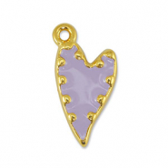 Ciondoli di metallo DQ cuore lilla-oro (privo di nichel)
