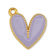 Ciondoli di metallo DQ cuore lilla-oro (privo di nichel)