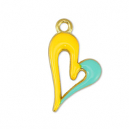 Ciondoli di metallo DQ cuore giallo-veraman blu-oro (privo di nichel)