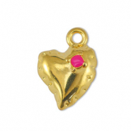 Ciondoli di metallo DQ cuore fucsia-oro (privo di nichel)