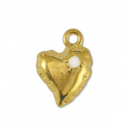 Ciondoli di metallo DQ cuore biancastro-oro (privo di nichel)