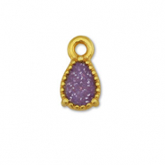 Ciondoli di metallo DQ forma di goccia oro-glitterato violet (privo di nichel)