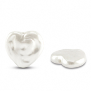 Perle d&rsquo;imitazione effetto acqua dolce a cuore bianche