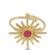 Anelli in acciaio inossidabile smalto stella oro-rosa scuro