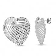 Orecchini in acciaio inossidabile cuore argento