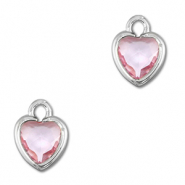 Pendenti di vetro Crystal Glass cuore rosa chiaro-argento