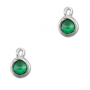 Pendenti di vetro Crystal Glass tonda verde smeraldo-argento