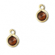 Pendenti di vetro Crystal Glass tonda arancione marrone-oro