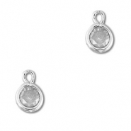 Pendenti di vetro Crystal Glass tonda grigio chiaro-argento