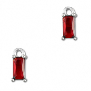 Pendenti di vetro Crystal Glass rettangolo rosso-argento