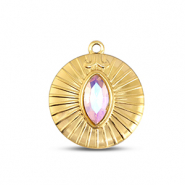 BY31® Ciondoli in acciaio inossidabile rotondi oro-rosa chiaro