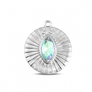 BY31® Ciondoli in acciaio inossidabile rotondi argento-acqua