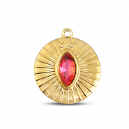 BY31® Ciondoli in acciaio inossidabile rotondi oro-rosa opale delicata