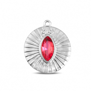 BY31® Ciondoli in acciaio inossidabile rotondi argento-rosa opale delicata