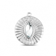BY31® Ciondoli in acciaio inossidabile rotondi argento-cristallo