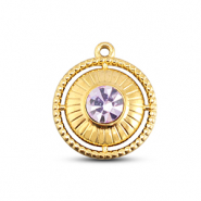 BY31&reg; Ciondoli in acciaio inossidabile rotondi con anello oro-lilla chiaro
