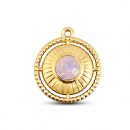 BY31&reg; Ciondoli in acciaio inossidabile rotondi con anello oro-rosa opale delicata