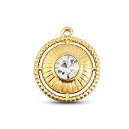 BY31&reg; Ciondoli in acciaio inossidabile rotondi con anello oro-cristallo