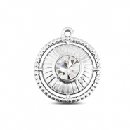 BY31&reg; Ciondoli in acciaio inossidabile rotondi con anello argento-cristallo