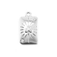 BY31&reg; Ciondoli in acciaio inossidabile carta di fiori argento