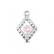 BY31&reg; Ciondoli in acciaio inossidabile rombo argento-rosa opale delicata