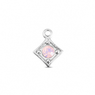 BY31&reg; Ciondoli in acciaio inossidabile rombo argento-rosa opale delicata