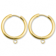 Orecchini in acciaio inossidabile a cerchio con anellino 19mm oro