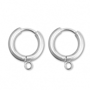Orecchini in acciaio inossidabile a cerchio con anellino 15mm argento