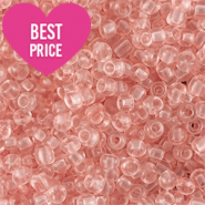 Perline di vetro rocailles 12/0 (2mm) rosa pesca chiaro transparente