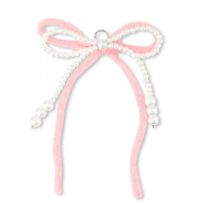 Ciondoli accattivanti doppio fiocco bianco-rosa