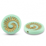 Perline Rep. Ceca fossil shell 18mm verde menta-oro