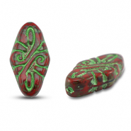 Perline Rep. Ceca arabesque 19x9mm rosso-verde